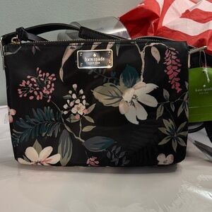 Kate Spade Black and Pink Floral Crossbody Bag